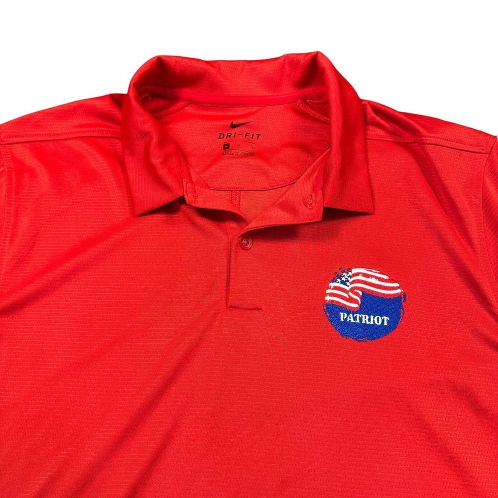 Nike Polo Shirt‎ Men's Medium Short Sleeve Dri-fit USA American Flag Stretch